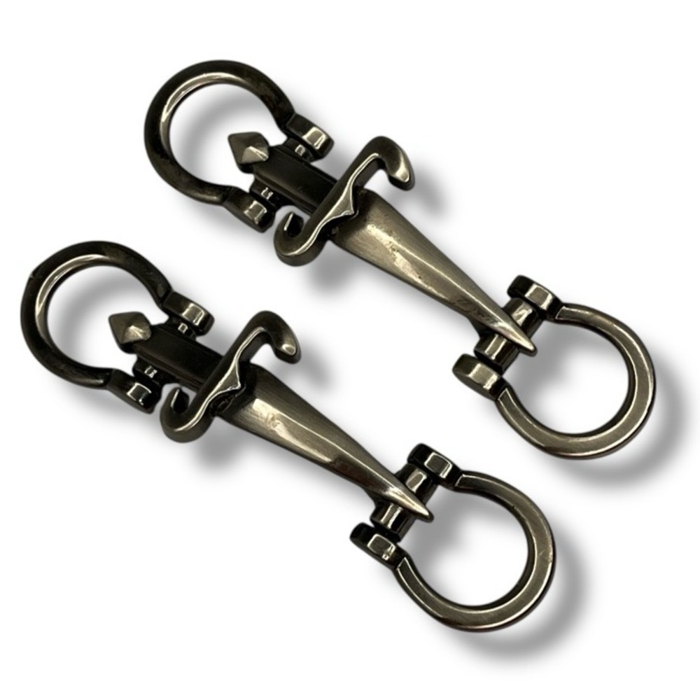 Pair of Dagger Sword Shape Shoe Buckles Silver Tone Metal Craft or Shoe Repair